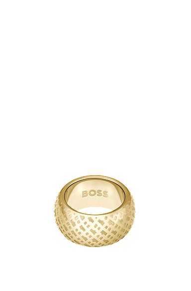 Goldfarbener Ring mit Monogramm-Gravur, Gold
