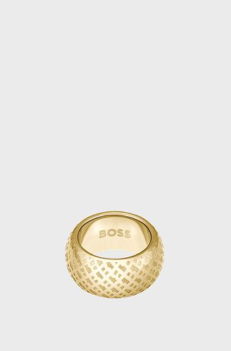Gold-tone ring with engraved monograms, Gold