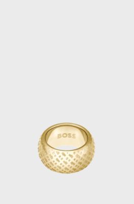 Gold-tone ring with engraved monograms, Gold tone