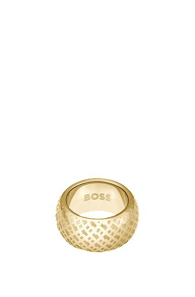 Gold-tone ring with engraved monograms, Gold