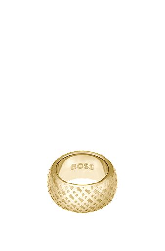 Goldfarbener Ring mit Monogramm-Gravur, Gold