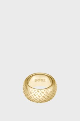 Engraved-monogram ring, Gold tone