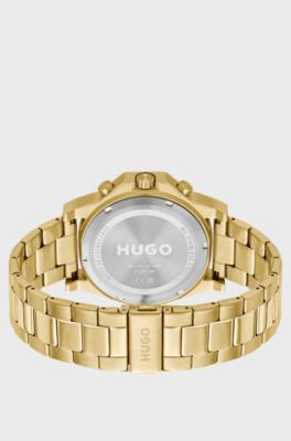 Uhr mit Gliederarmband und goldfarbenem Zifferblatt, Gold