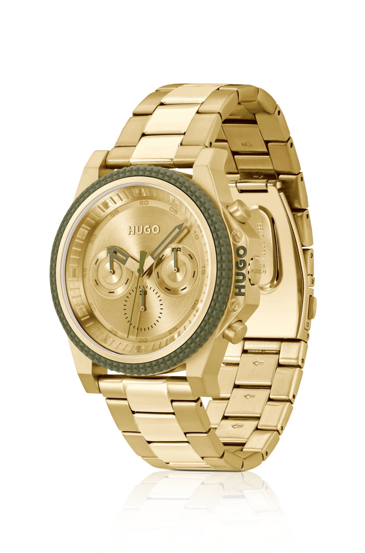 Link-bracelet watch with gold-tone dial, Gold