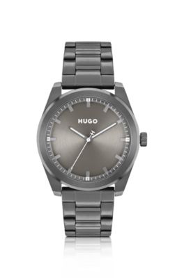 HUGO - Link-bracelet watch with brushed grey dial