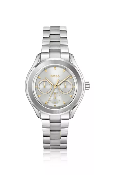 Link-bracelet watch with grey dial