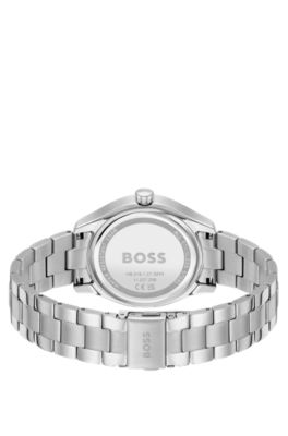 Orologio con quadrante grigio e bracciale a maglie, Argento