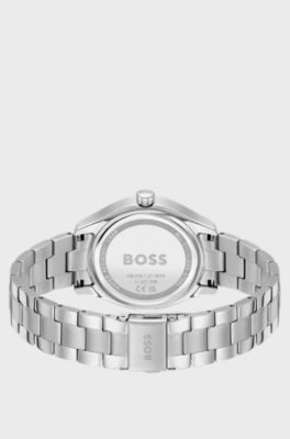 Link-bracelet watch with grey dial, Silver