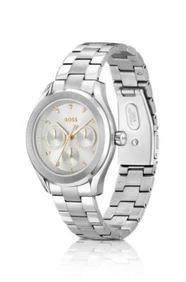 Orologio con quadrante grigio e bracciale a maglie, Argento