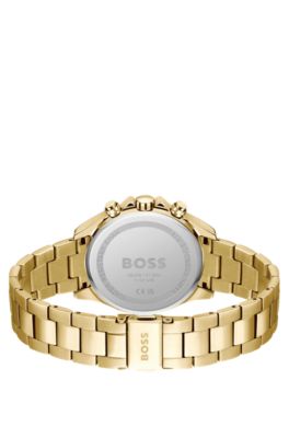 リンクブレスレット マルチアイウォッチ グリーンダイヤル, ゴールド