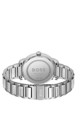 H-link-bracelet watch with light-blue dial, Silver