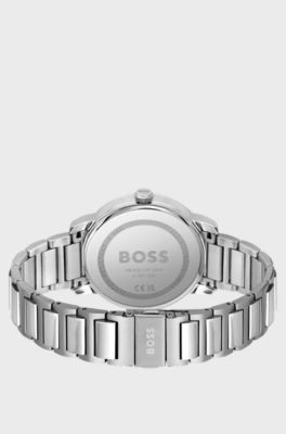 H-link-bracelet watch with light-blue dial, Silver