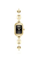Chain-bracelet watch with black dial, Gold