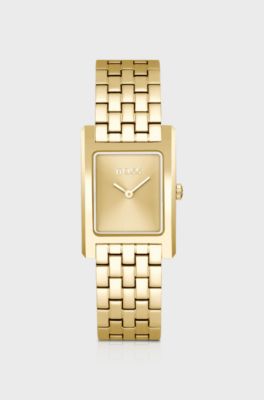 Montre avec cadran dor&eacute; et bracelet &agrave; maillons, Or