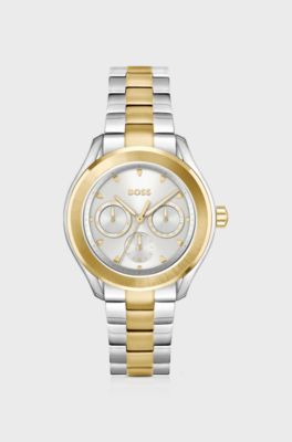 Link-bracelet watch in gold- and silver-tone steel, Silver