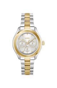 Reloj de acero dorado y plateado con pulsera de eslabones, Plata