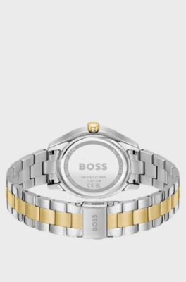 Link-bracelet watch in gold- and silver-tone steel, Silver