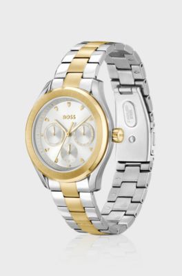 Link-bracelet watch in gold- and silver-tone steel, Silver
