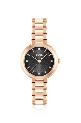 Montre avec bracelet à maillons et cadran monogramme orné de strass