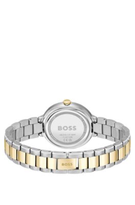 Link-bracelet watch with silver-white monogram dial, Silver