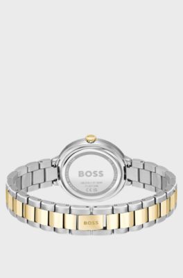 Link-bracelet watch with silver-white monogram dial, Silver