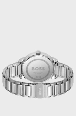 H-link-bracelet watch with green dial, Silver