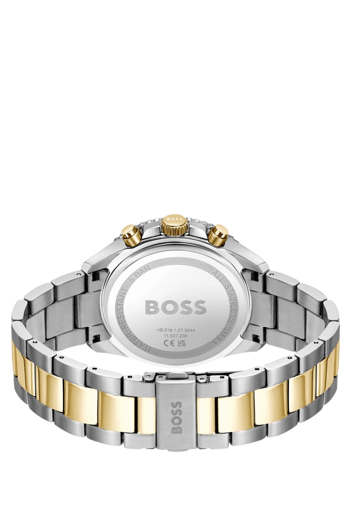 BOSS - Two-tone link-bracelet chronograph watch with grey dial