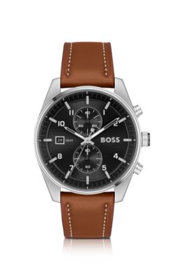 Hugo boss leather watch sale