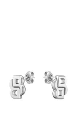 S&oslash;lvfarvede &oslash;reringe med Double B-monogram, S&oslash;lvfarve