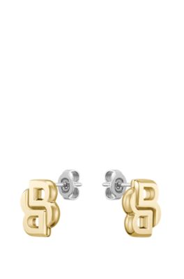 Goldfarbene Ohrringe mit Double-B-Monogramm, Goldfarben