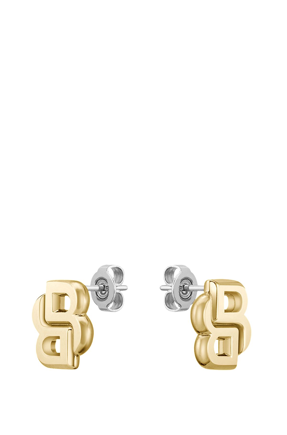 Goldfarbene Ohrringe mit Double-B-Monogramm, Gold