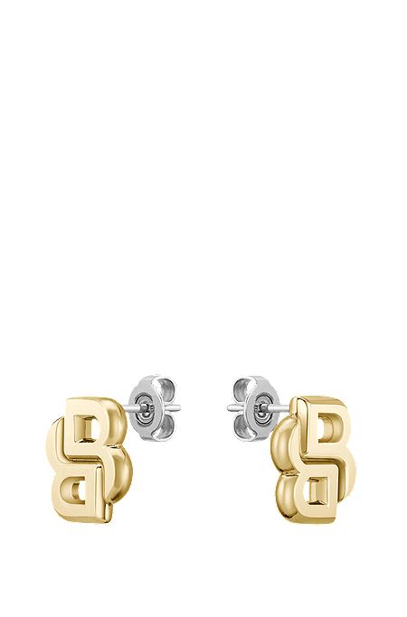 Goudkleurige oorbellen met Double B-monogram, goud
