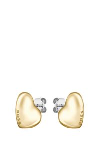 Boucles d&rsquo;oreilles dor&eacute;es au design en forme de c&oelig;ur, Couleur dor&eacute;e
