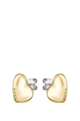 Gold-tone earrings with heart-shaped design