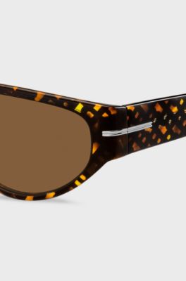 Lunettes de soleil style masque en ac&eacute;tate &agrave; motif monogramme, Fantaisie
