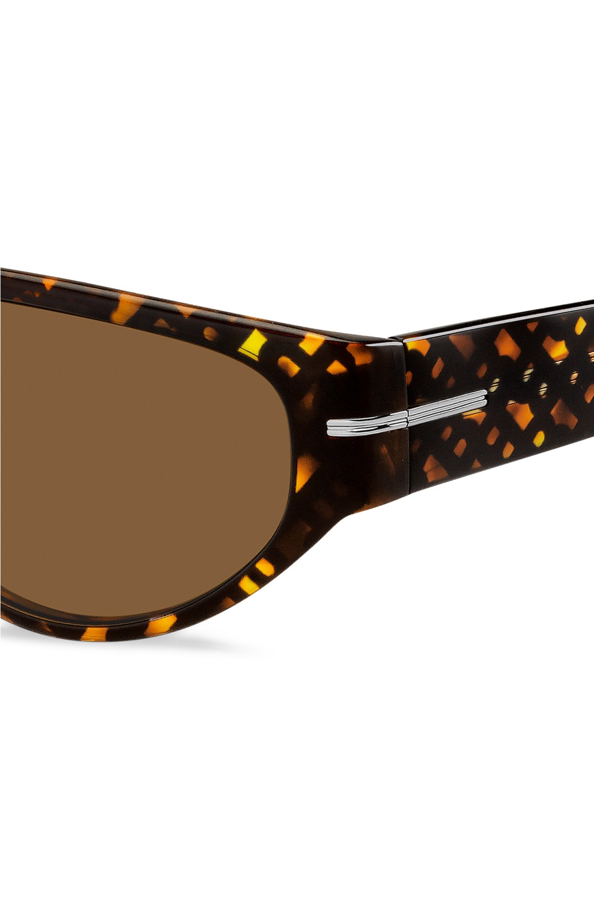 Mask-style sunglasses in monogram-patterned acetate, Patterned