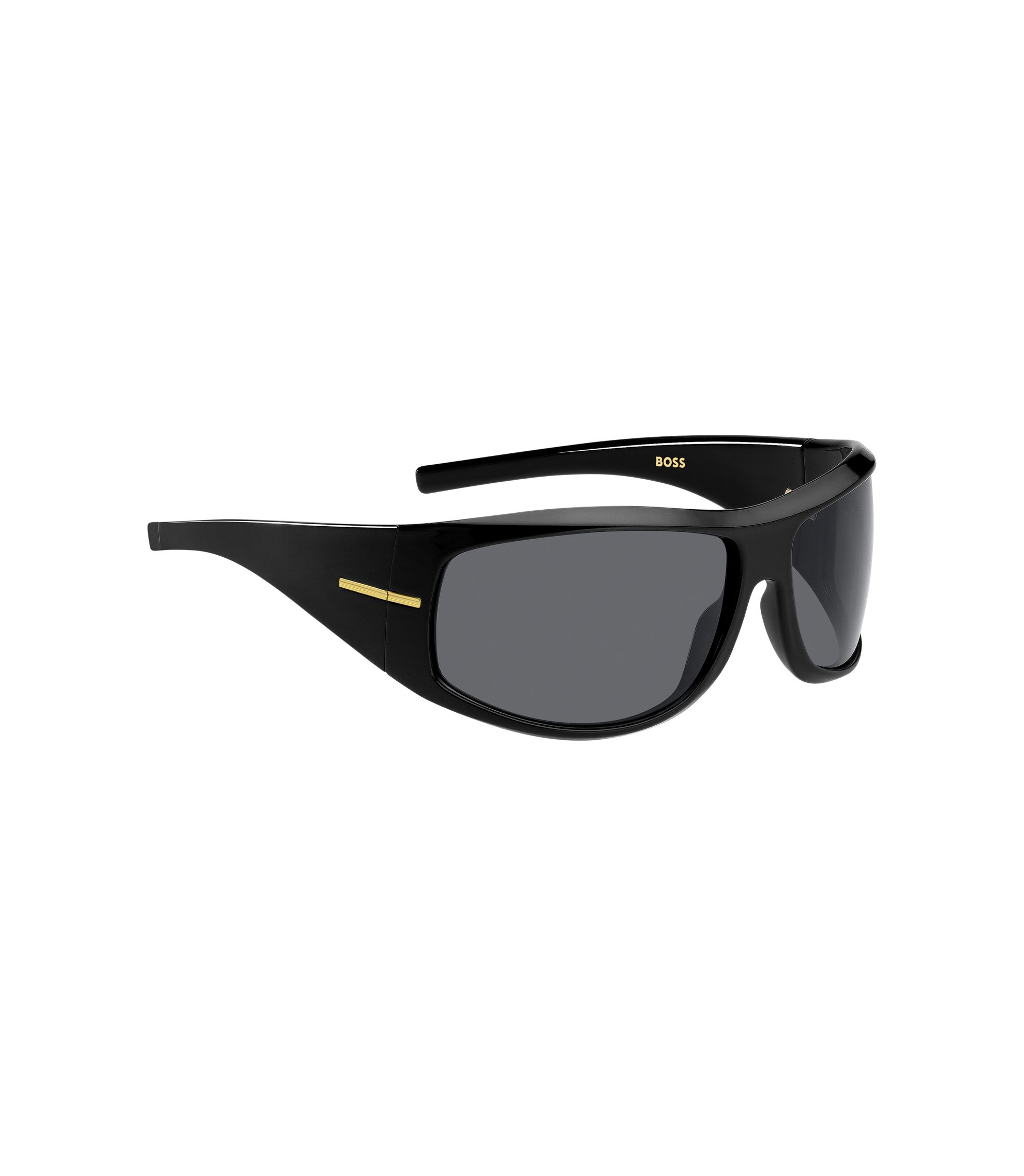 BOSS - Mask-style sunglasses in black with gold-tone hardware - Black