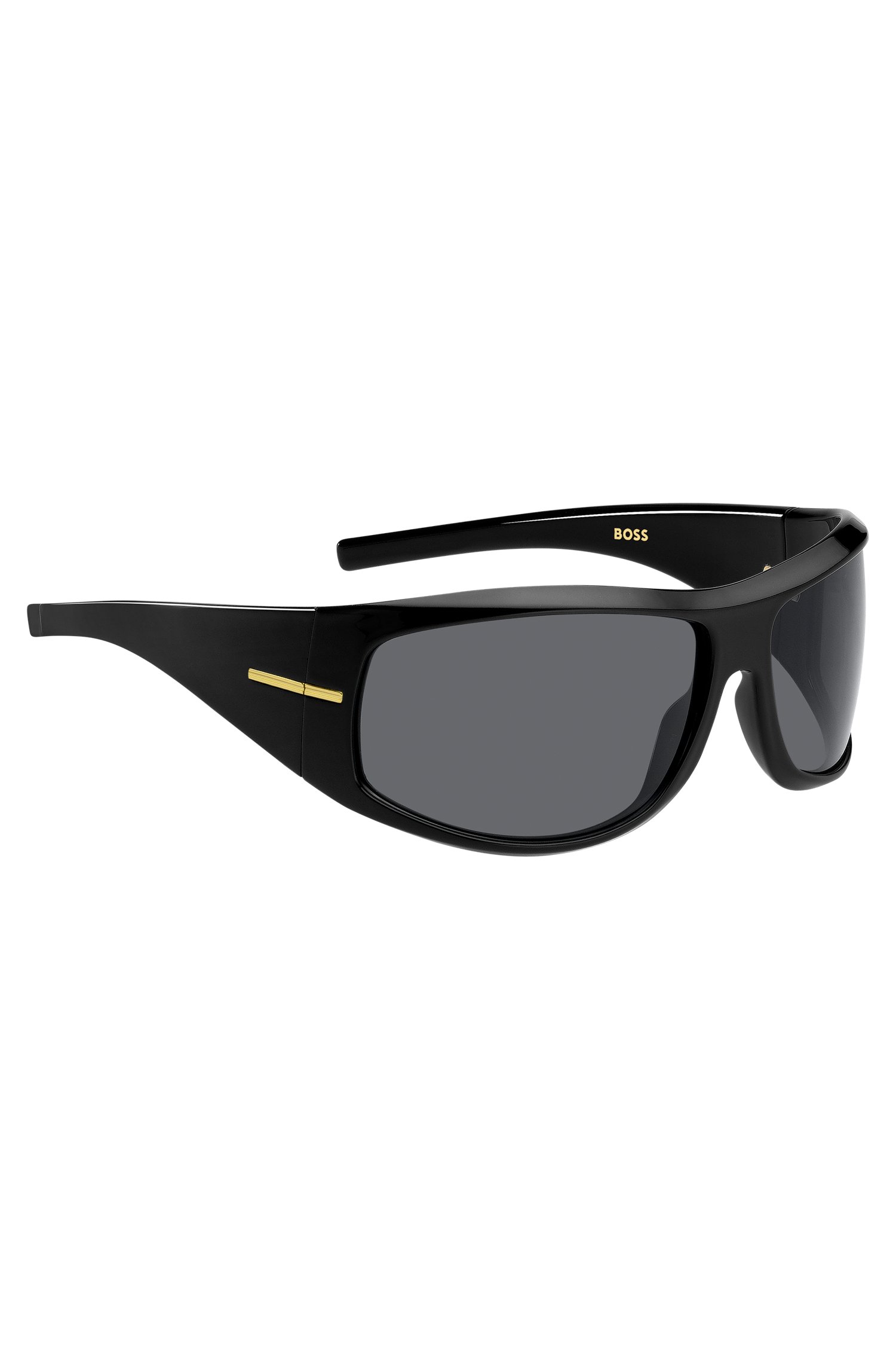 Boss Mask-style sunglasses in black with gold-tone hardware solglasögon dam – bild 3
