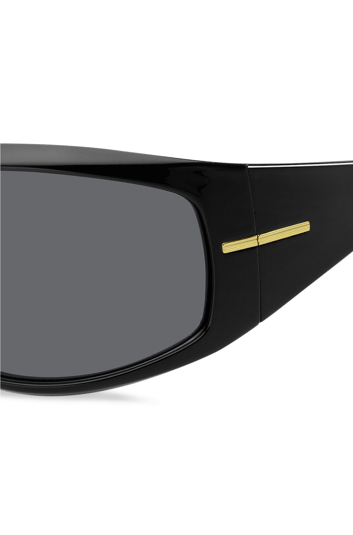 Mask-style sunglasses in black with gold-tone hardware, Black