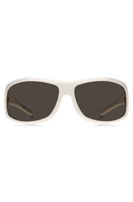 Mask-style sunglasses in white with gold-tone hardware, White