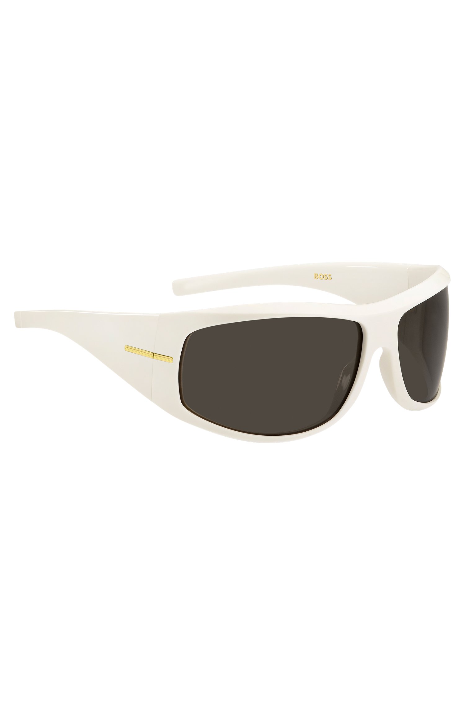 Boss Mask-style sunglasses in white with gold-tone hardware solglasögon dam – bild 3