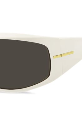 Mask-style sunglasses in white with gold-tone hardware, White