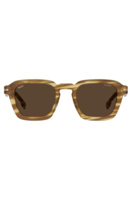Limited-edition Italian-crafted sunglasses in patterned acetate, Brown