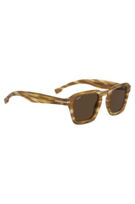 Limited-edition Italian-crafted sunglasses in patterned acetate, Brown
