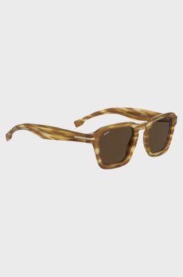 Limited-edition Italian-crafted sunglasses in patterned acetate, Brown