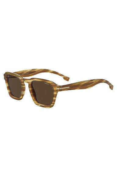 Limited-edition Italian-crafted sunglasses in patterned acetate, Brown