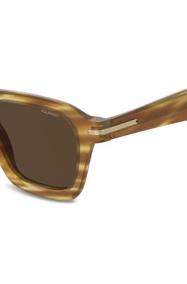 Limited-edition Italian-crafted sunglasses in patterned acetate, Brown