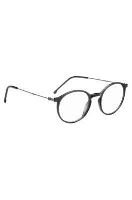 Graue Brillenfassung mit Beta-Titanb&uuml;geln, Dunkelgrau