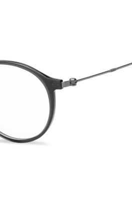 Graue Brillenfassung mit Beta-Titanb&uuml;geln, Dunkelgrau