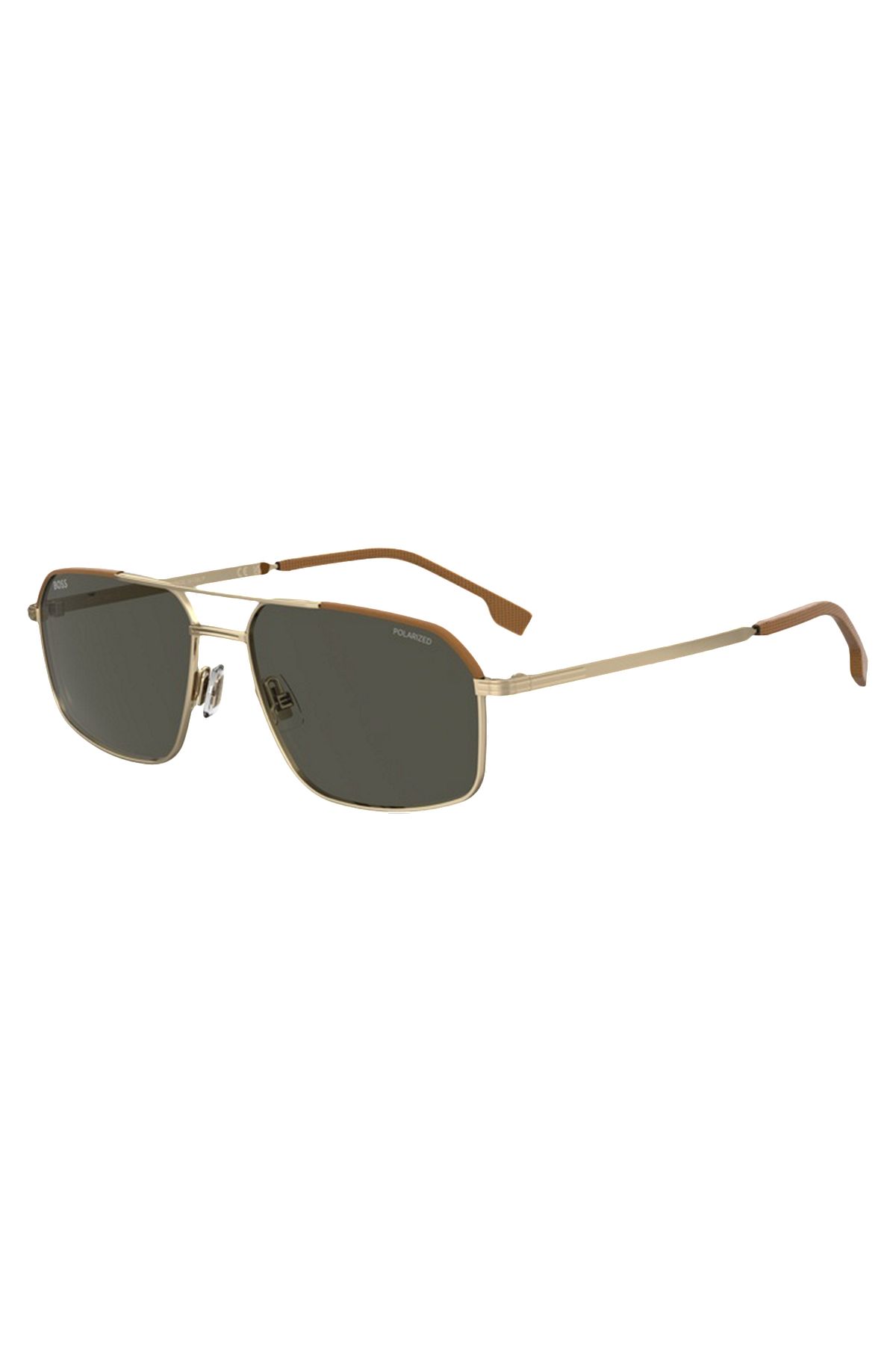 Limited-edition Italian-crafted sunglasses with leather trims, Gold